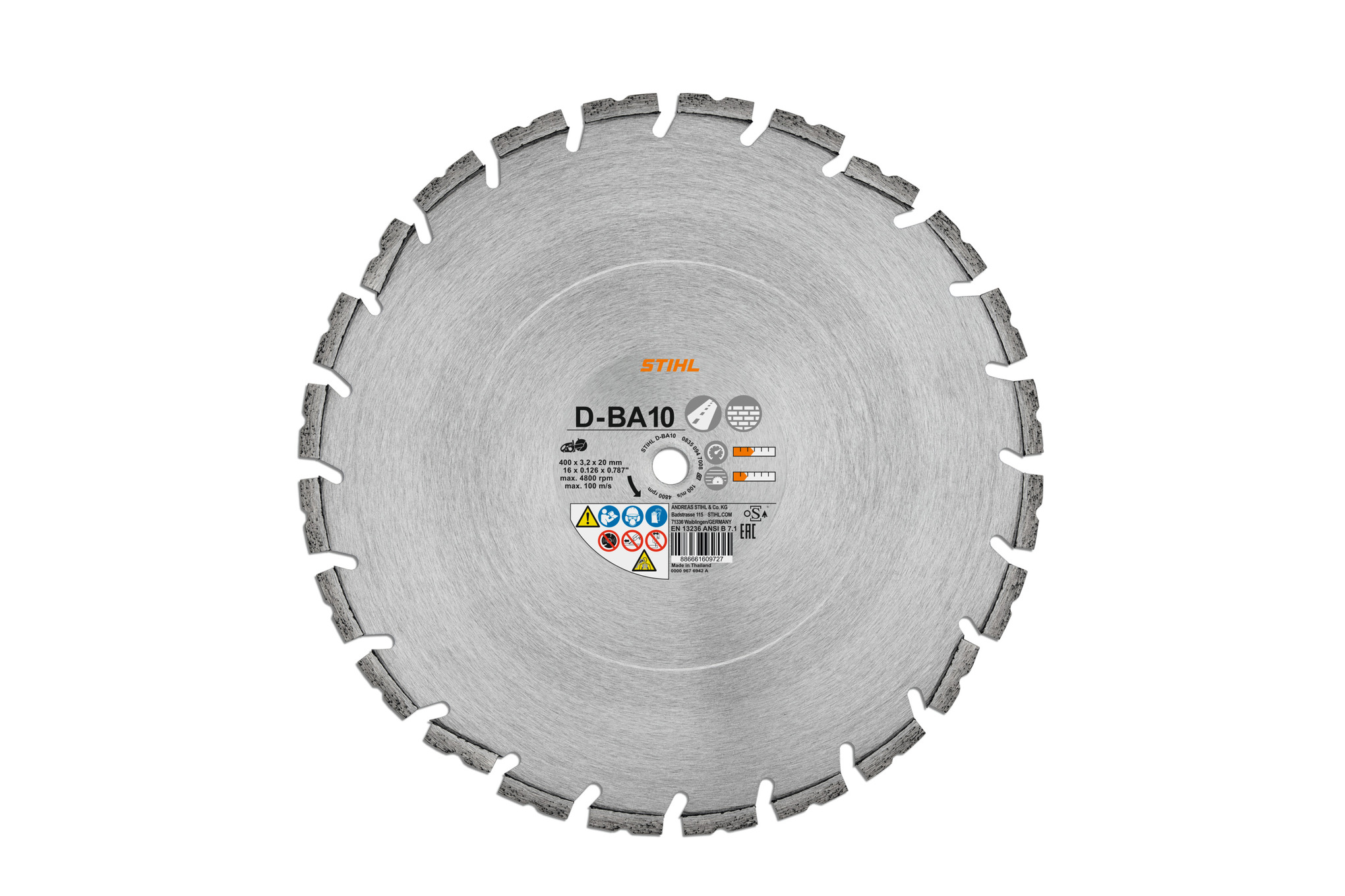 Disco de corte diamantado, Betão/Asfalto, D‑BA10, Ø 300 mm/12"