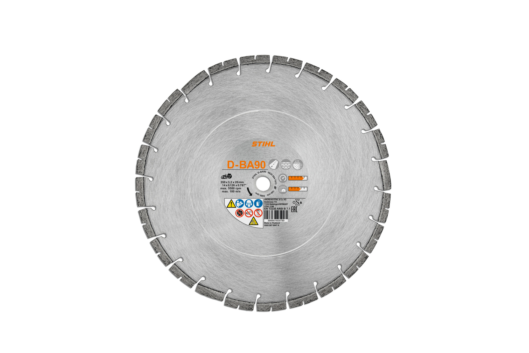Disco de corte diamantado, Betão/Asfalto, D‑BA90, Ø 400 mm/16"