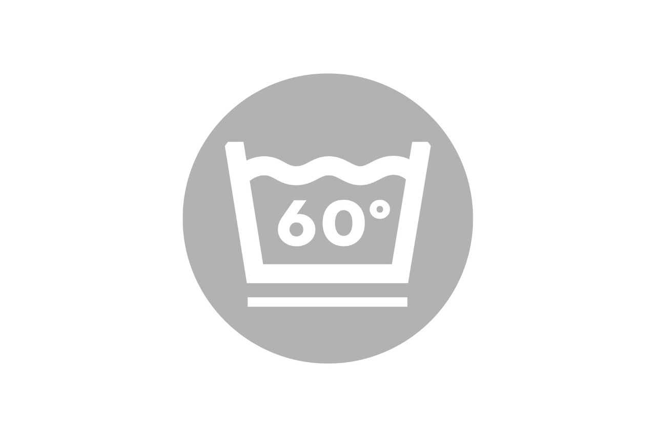 Categorias de proteção de motosserras: Ícone que indica que é lavável a 60 graus