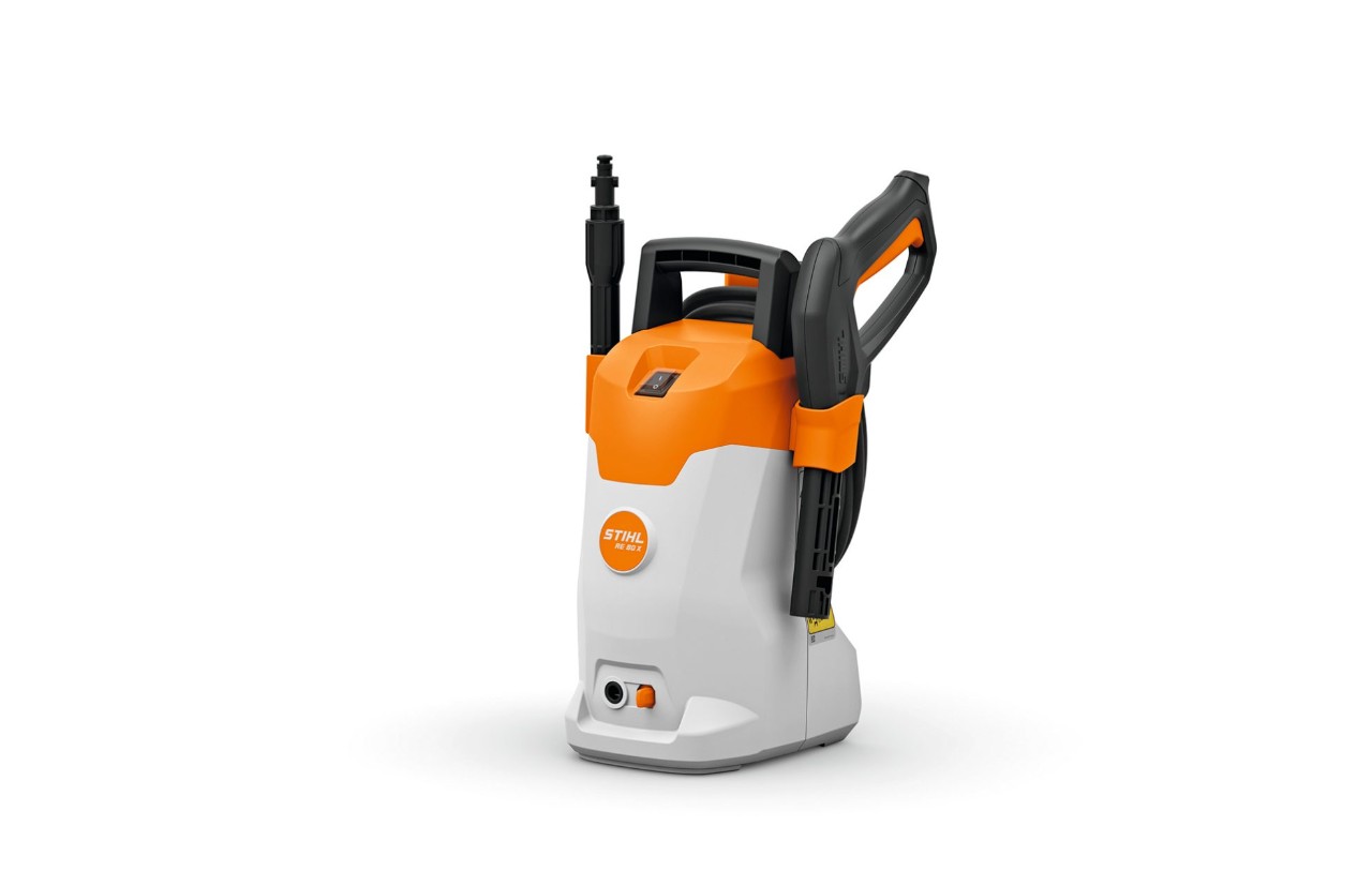 Imagem de produto da máquina de limpeza de pressão a bateria STIHL RCA 20, ícone de bateria em cima à esquerda para o sistema STIHL AS